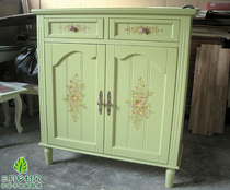 British English style pastoral American Mediterranean hand-painted furniture painted Jasmine Green shoe cabinet March Township style