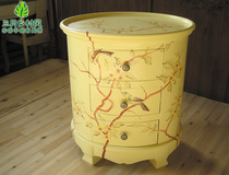 British British American pastoral painting furniture European style hand-painted birds and flowers fragrance Oval bedside table March Township style