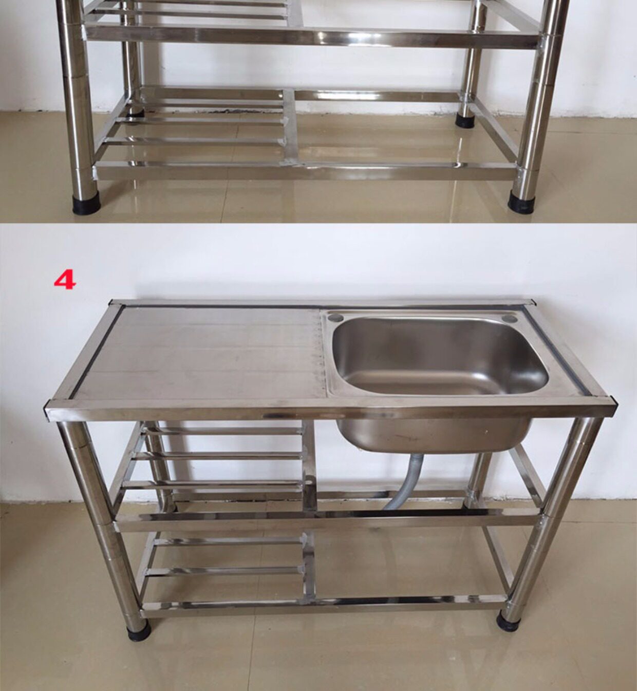 可移动简易厨房洗菜盆水池不锈钢 单槽单盆 洗手盆水斗带支架_7折现价