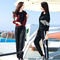 Fitness sports suit womens spring new loose thin running suit sweater Western style four-piece yoga leisure sports