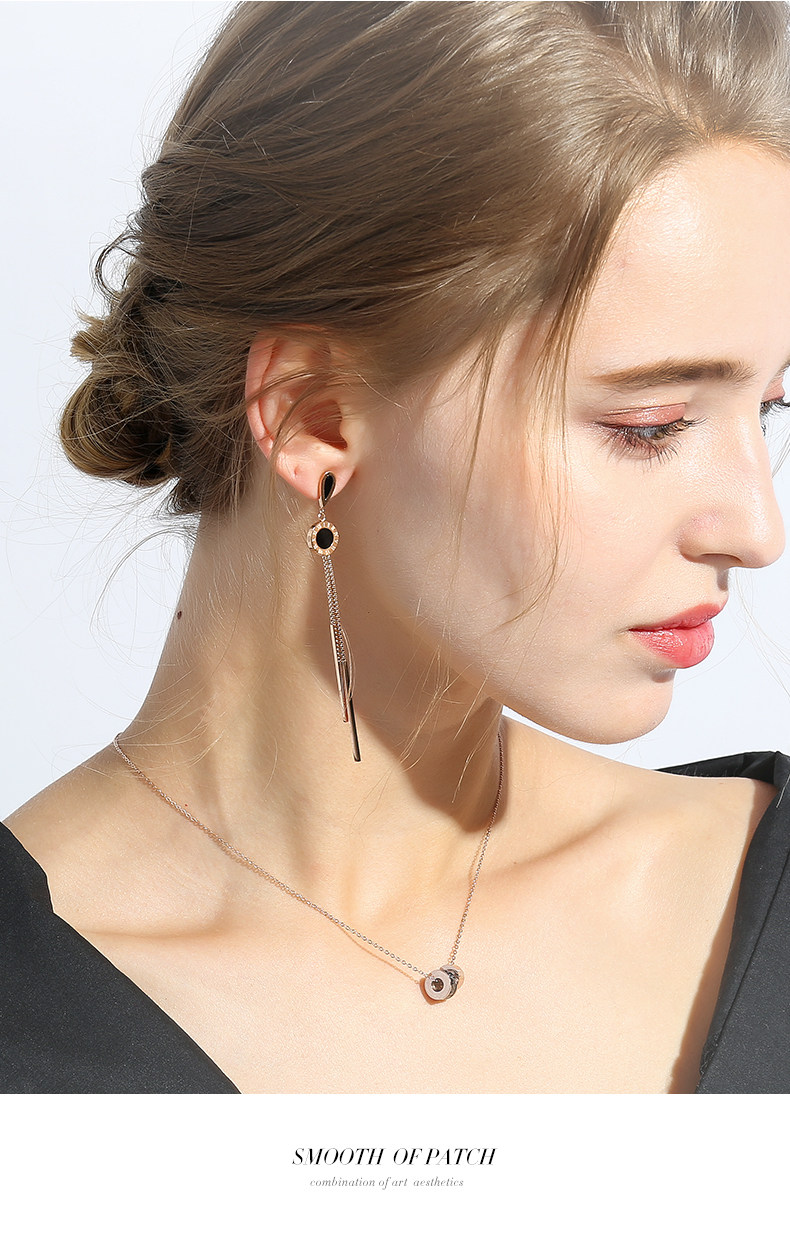 戴拉 气质钛钢流苏长款耳环女 韩国版个性百搭时尚显瘦脸型耳饰