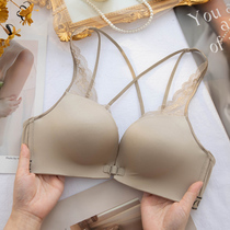 Front button-up underwear womens summer thin breasts beautiful back bra gathering without steel ring sexy glossy non-marking breathable