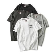 All original bag Hong Kong single exquisite embroidery letter logo foreign trade tail pure cotton male couple long and short sleeve t-shirt