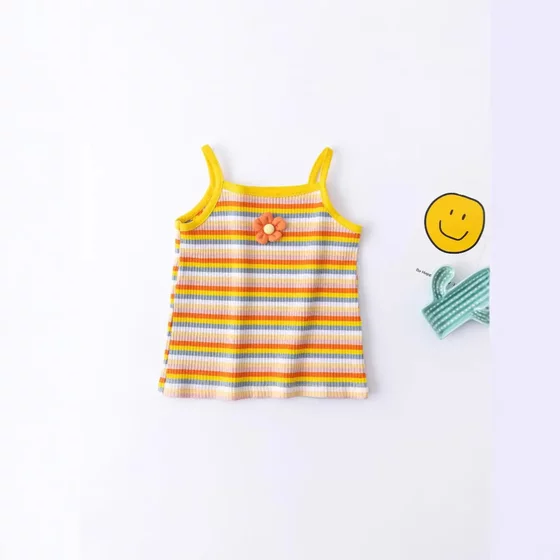 Small flower striped suspender children's clothing T-shirt children's short-sleeved 2025 new summer girl striped vest fashionable and sweet
Small flower striped suspender children's clothing T-shirt children's short-sleeved 2025 new summer girl striped vest fashionable and sweet