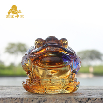 The teacher recommended three-legged glass golden toad lucky ornaments Jin Chan Toad lucky Feng Shui decorations gift gifts 01