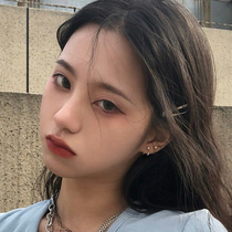 Double line back hanging stud earrings S925 sterling silver female simple cold wind net red personality small paw shape earrings silver jewelry