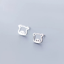 MICKY sterling silver s925 stud earrings female Korean version of small fresh openwork pig cute year of life animal auspicious earrings