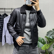 pu leather man thickened 2022 new coat trend handsome winter leatherbacker short jacket man