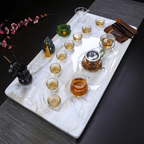 European-style marble jade tea tray Complete set of Kung Fu tea set Household simple modern tea table living room stone tea tray