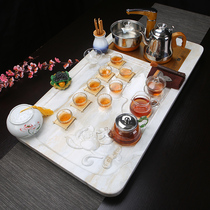 Jade marble tea tray set Automatic one-piece tea set Household simple modern European-style stone tea table