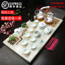 Jade tea tray Tea set Household marble stone tea table Tea table Tea sea stone set of four-in-one tea tray large