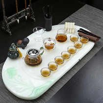 Creative European-style marble jade tea tray set Household simple modern tea table Tea sea stone tea tray tray
