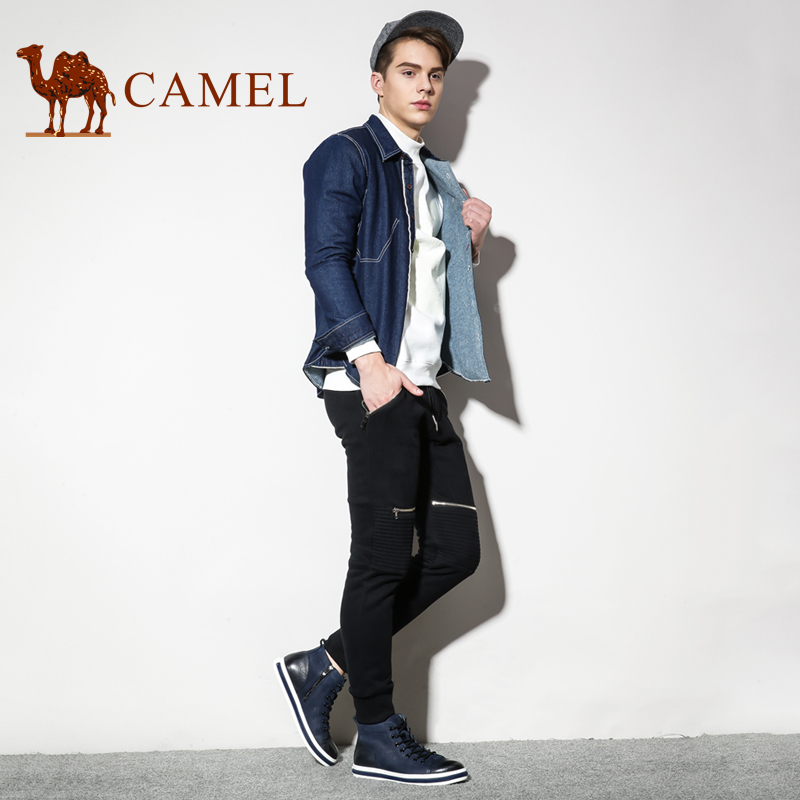 Camel/骆驼男靴冬季 加绒保暖短靴男士靴潮流皮靴男鞋产品展示图4