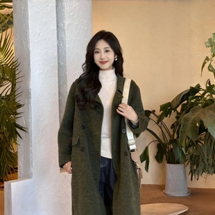 高级感驼色双面羊毛大衣男女同款秋冬中长款毛呢外套韩版时尚6