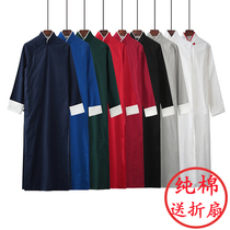 Pure cotton gown male chromatography coat of the Republic of China costume Chinese style robe female coat fastboard performance Chinese best man costume