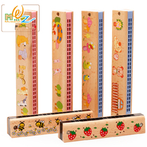 Wooden 16-hole 24-hole cartoon harmonica childrens music toy playing musical instrument kindergarten birthday gift toy