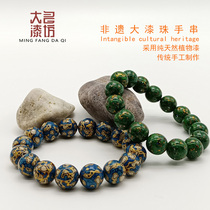 Large lacquer beads 12 15mm multi-treasure bracelet old-fashioned bracelet accessories intangible cultural heritage gift ebony wood pure natural handicraft