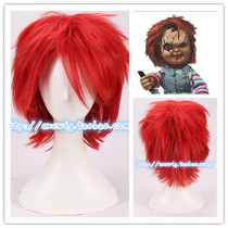 Ghost baby bride ghost baby Chaji red orange men fluffy short hair high temperature silk oblique bangs cosplay wig
