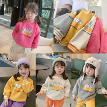 Foam home Custom childrens clothing 2021 new autumn and winter clothing foreign gas plus suede thickened warm weavewear girl long sleeve blouses