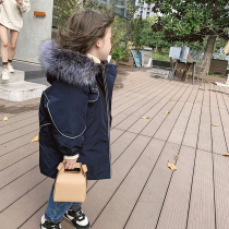 Foam home Boy clothing Winter Fashion new baby wool collar down clothes Childrens winter clothing Thickened Girl Ocean Jacket