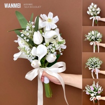 Bride wedding holding flowers tulip calla lotus art fake flower home simulation flower decoration decoration bouquet table