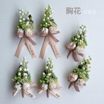 Rose festive wedding wedding bride groom bride groom best man bridesmaid father mother corsage flower ribbon champagne