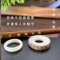 Send girlfriends homemade white jade Bodhi ring to do handicrafts diy polishing tool material package