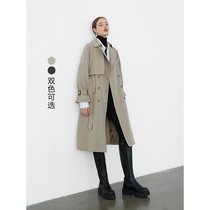 VEGA CHANG windbreaker womens long Korean version of waist slim double-breasted hanging temperament jacket autumn and winter fashion