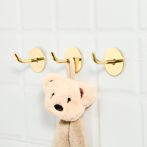 Strong hook No hole gold wall no trace sticky hook Kitchen bathroom door brass color towel hanging hook