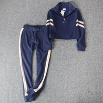 Han Edition Neckline Sports Wind Suit Women Ins Spring Autumn Season Short Clothing Fracking Street Casual Two Sets Loose Long Pants