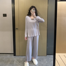 Modal pregnant pajamas autumn thin post-pregnancy breastfeeding solid color home clothing simple moon clothing tide mother suit
