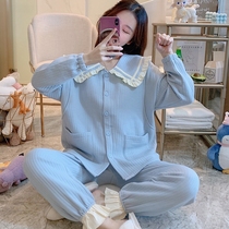 Pregnant womens pajamas Spring and Autumn Moon clothes pure cotton 11th 10 autumn and winter postpartum lactation warm home clothing