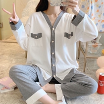 Maternity nightwear female cotton lactation garment yue zi fu spring and autumn postpartum 9 yue fen long sleeve wei nai yi tracksuit set