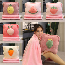 Car pillow quilt dual-purpose female nap pillow office multifunctional cute coral velvet air conditioning blanket three-in-one