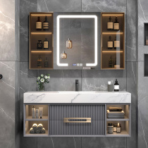 Simple rock board bathroom cabinet combination light luxury bathroom wash table Nordic smart sink wash table