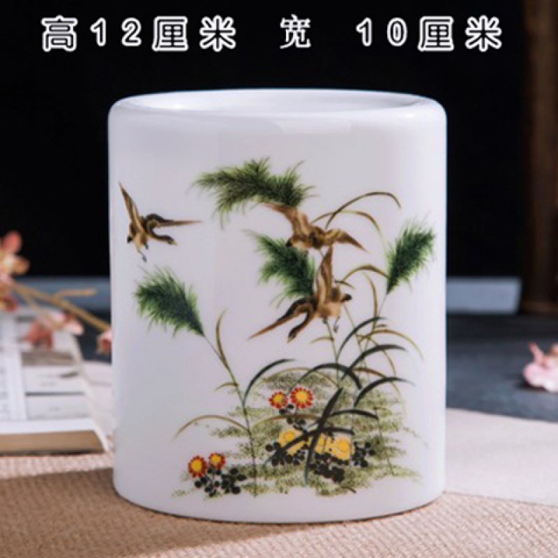 Japanese and wind ceramic wool brush pot office desktop makeup brush remote receive flower arranging barrels