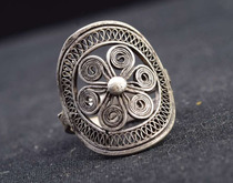 Old silver ring R8820QB6-Old silver carved ring of the Republic of China-21mm3 3g