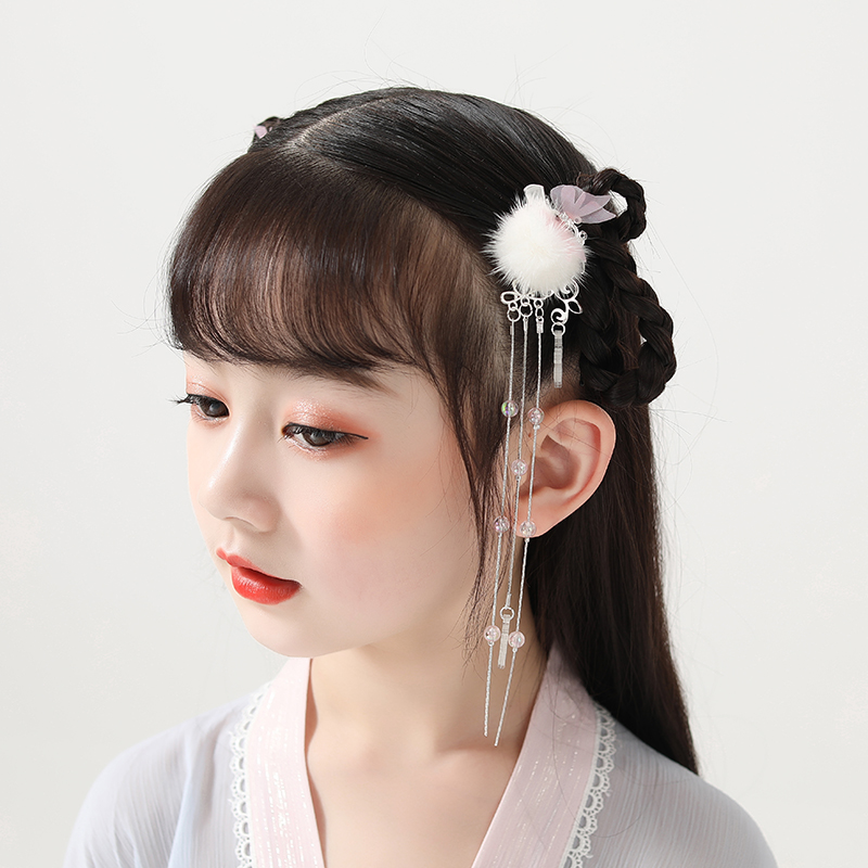 汉服头饰儿童对夹仙气发饰女童古装配饰边夹古风宝宝流苏步摇发夹