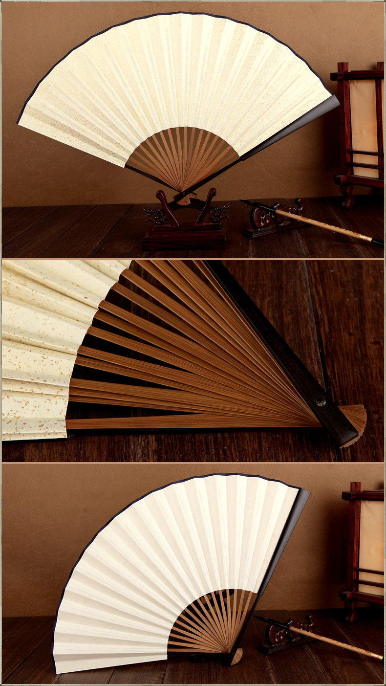 麦衣衣时尚购物网 丝艺堂9寸紫檀柄洒金空白纸扇男