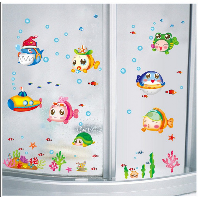 To run the kindergarten metope adornment small cartoon stickers paper put children room bathroom waterproof bathroom porcelain wall