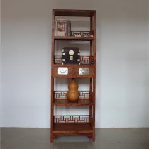 Burmese pear big fruit red sandalwood bookshelf material shelf mahogany shelf 10000-character character grid small bookshelf