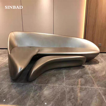 Fiberglass Leisure Chair Moon Sofa Creative Furniture Hotel Lobby Solid Wood Upholstery Different Curved Leisure Seat