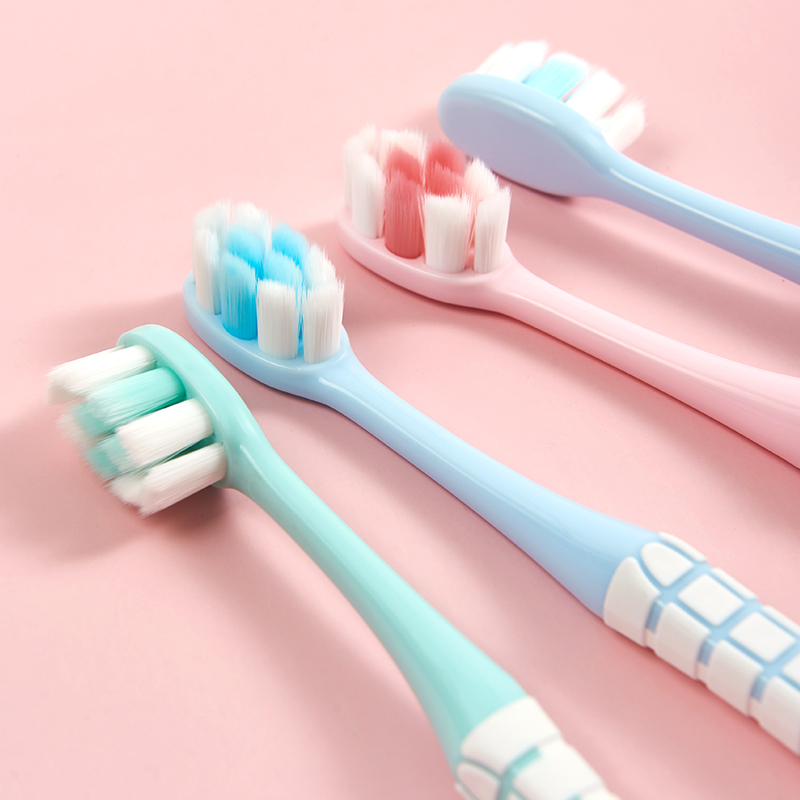 拍2件半价折第三件0元可净小圆头超细超软情侣牙刷可爱粉色花瓣泡泡刷