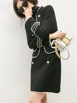 BEEWOOD Bi Wutong high-end custom imported wool skirt suit Beaded Hepburn style quality two-piece set