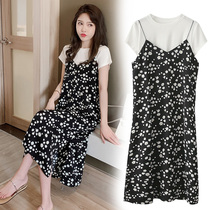 Pregnant Woman Lian dress Korean version Summer Fashion style Chaoma Foreign Air Weight Reduction Harness Little Daisy Dresses Two Sets Summer