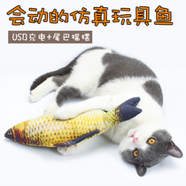 Electric cat toy fish mint emulated fish mint with pillow bite grinding tooth teasing cat crucian carp cat claw plate child