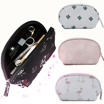 Korean cosmetic bag small portable hand bag mini travel cosmetic bag semi-round cosmetics storage bag fabric