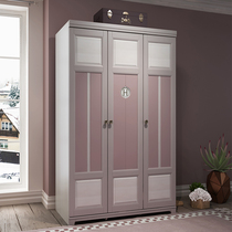 Nordic full solid wood girl three-door wardrobe Bedroom locker Simple modern assembly childrens wardrobe Large wardrobe
