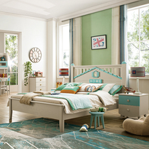 Nordic full solid wood childrens bed Boy single bed Home modern simple teen girl bed 1 5 small apartment type