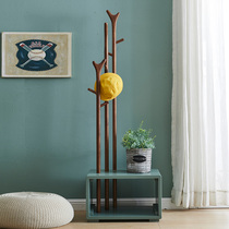 Full solid wood coat rack floor stand Nordic bedroom clothes rack Household simple single rod room creative hanger